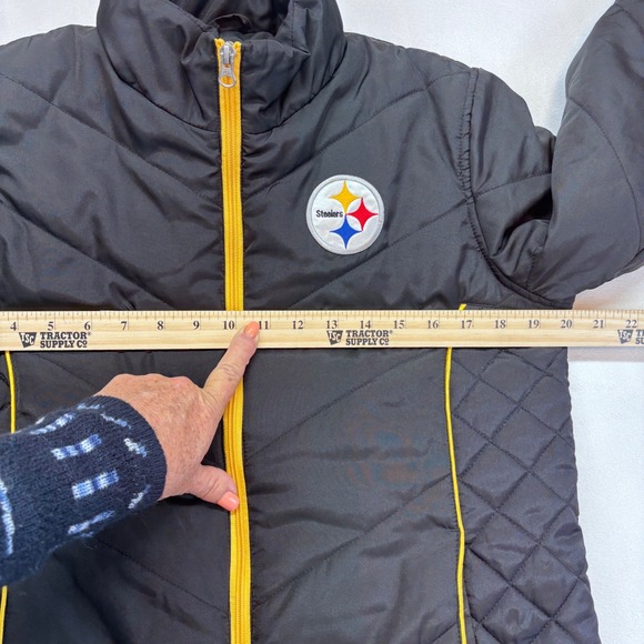 Pittsburgh Steelers Women's Puffer Jacket Black Yellow NFL Team Apparel Size Med - Picture 4 of 8